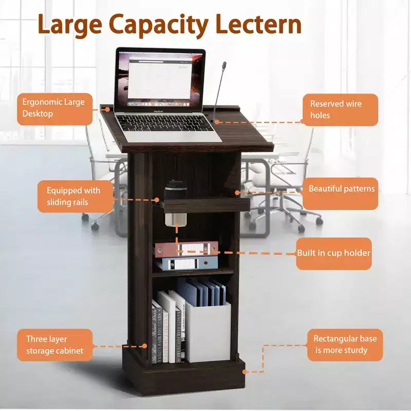 Pupitre de présentation AndMakers de 24,01 po L x 15,66 po P x 44,48 po H avec rangement