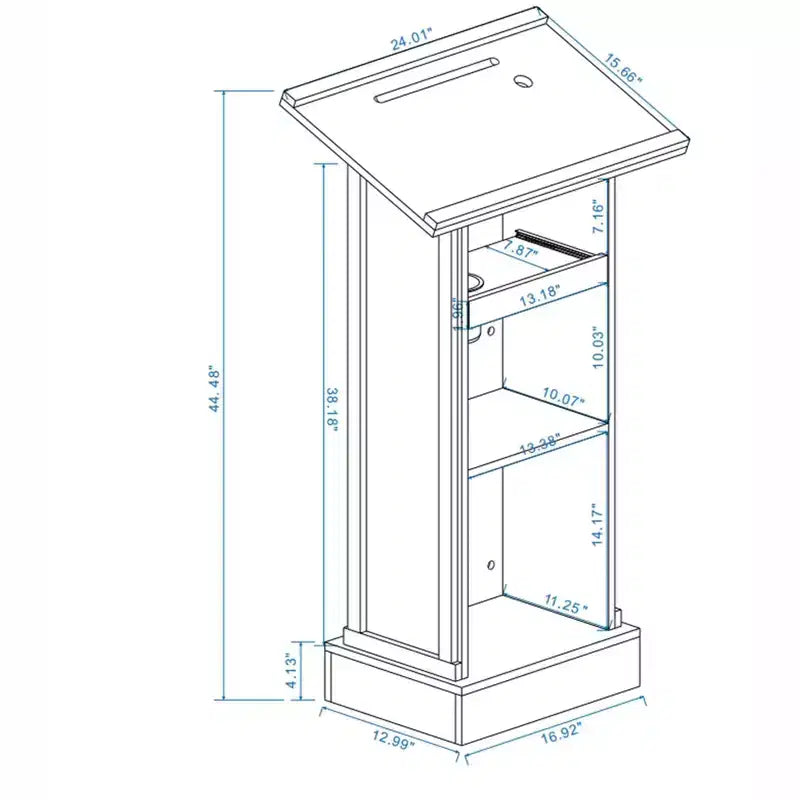 Pupitre de présentation AndMakers de 24,01 po L x 15,66 po P x 44,48 po H avec rangement