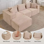 Canapé modulable 141 éléments avec ottoman – Emballage compressé sans assemblage, mousse à mémoire de forme ultra douce, canapé convertible pour salon