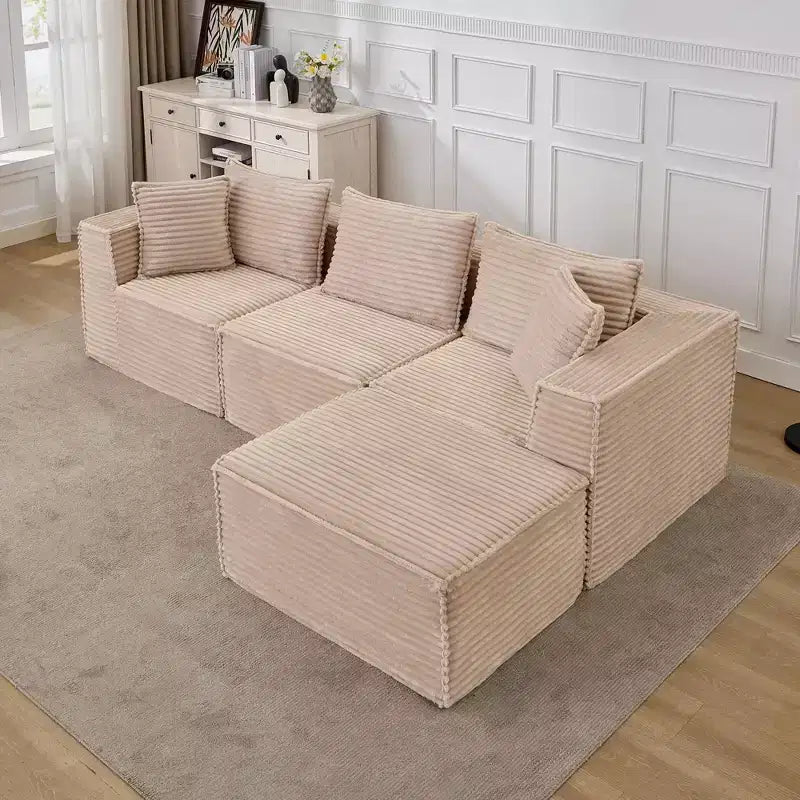 Canapé modulable 141 éléments avec ottoman – Emballage compressé sans assemblage, mousse à mémoire de forme ultra douce, canapé convertible pour salon