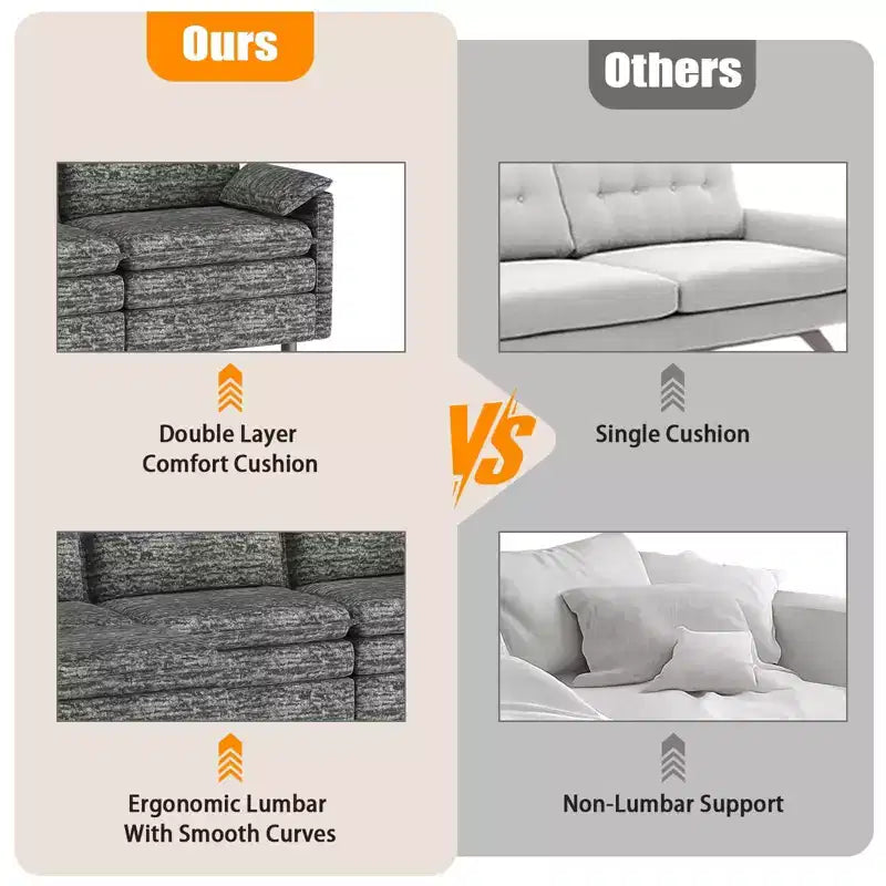 Canapé modulaire sectionnel nuage 108, canapé nuage confortable avec ottoman mobile, canapé modulaire d'angle moderne en chenille avec ottoman, canapé sectionnel pour appartement