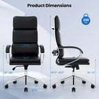 Chaise de bureau ergonomique en cuir Costway Fauteuil de direction avec soutien lombaire réglable