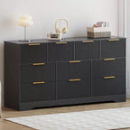 Fluted Dresser for Bedroom with 10 Drawers, 59 Wide Modern Chest of Drawers, Dresser TV Stand Wooden Closet for Living Room, Hallway