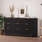 Commode cannelée pour chambre à coucher avec 10 tiroirs, commode moderne de 150 cm de large, meuble TV et placard en bois pour salon et couloir