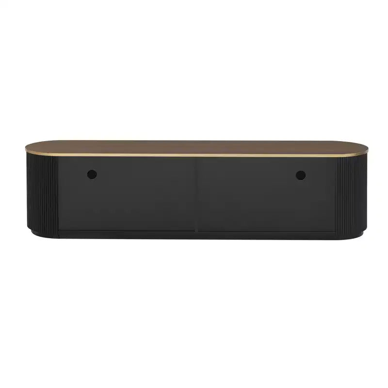 Meuble TV moderne avec tiroirs pour téléviseur de 80 pouces, meuble de rangement TV avec étagère, console multimédia avec placards et poignées en métal