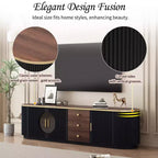 Meuble TV moderne avec tiroirs pour téléviseur de 80 pouces, meuble de rangement TV avec étagère, console multimédia avec placards et poignées en métal