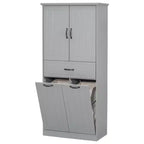 Meuble de rangement haut de salle de bain de 165 cm, avec double panier à linge basculant caché, meuble de rangement autonome pour salle de bain, cuisine, salon