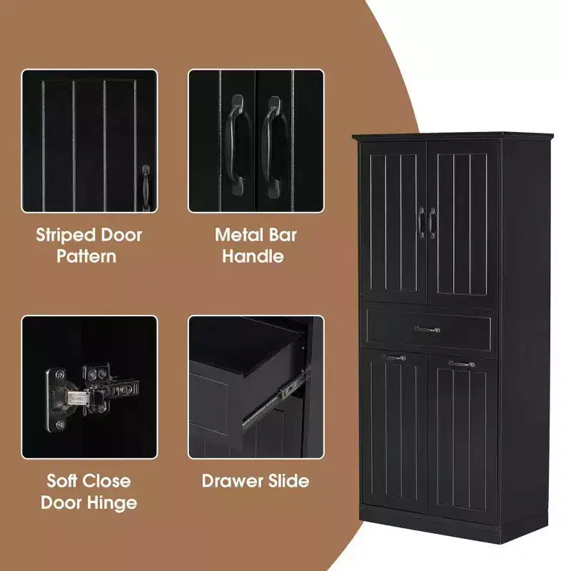 Meuble de rangement haut de salle de bain de 165 cm, avec double panier à linge basculant caché, meuble de rangement autonome pour salle de bain, cuisine, salon