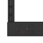 Meuble TV Mural Moderne 4 Pièces, Meuble Console Multimédia avec Bibliothèques et Étagères, Grand Meuble TV avec Porte en Verre Trempé pour TV 80"