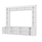 Meuble TV Mural Moderne 4 Pièces, Meuble Console Multimédia avec Bibliothèques et Étagères, Grand Meuble TV avec Porte en Verre Trempé pour TV 80"