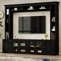 Modern Wall Unit Entertainment Center 4-Piece, Media Console with Bookshelves and Shelves, Large TV Stand with Tempered Glass Door for 80 TV