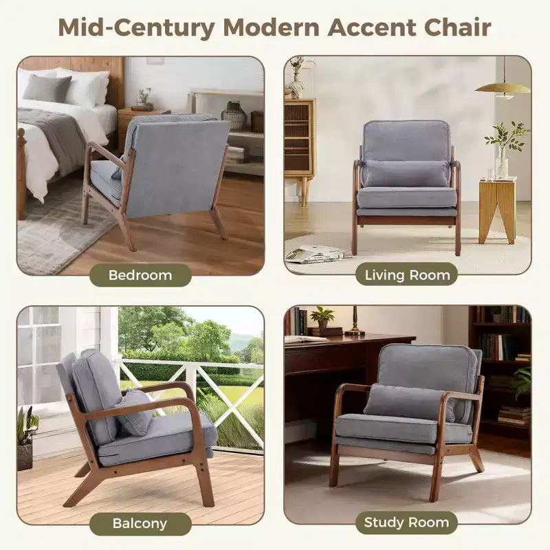 TUYOHW Fauteuils d'appoint en polyester, fauteuils de lecture rembourrés avec accoudoirs et coussin lombaire pour salon, chambre à coucher
