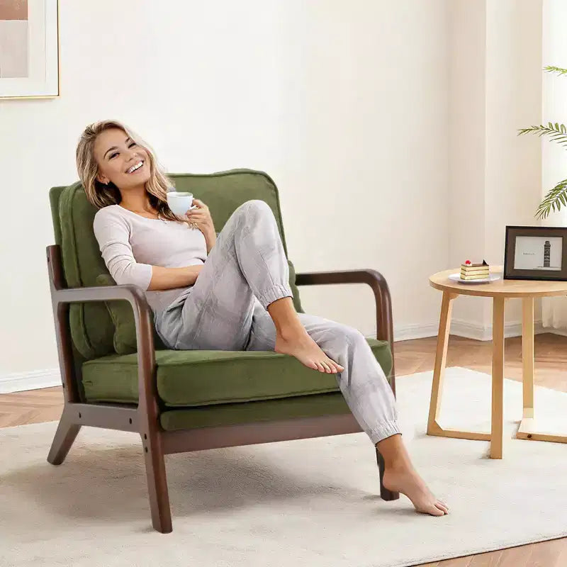 TUYOHW Fauteuils d'appoint en polyester, fauteuils de lecture rembourrés avec accoudoirs et coussin lombaire pour salon, chambre à coucher