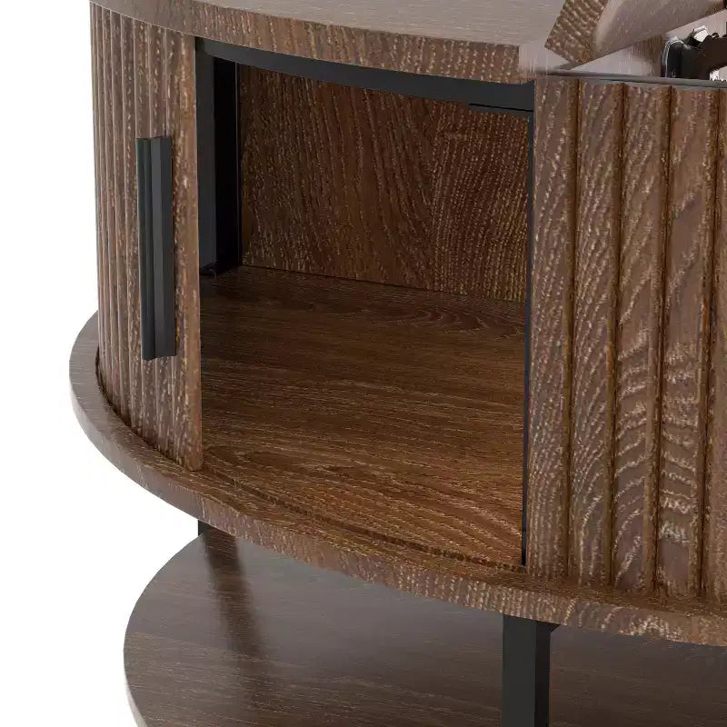 Table basse relevable ronde GDFStudio Lewis Rustic 31,5 avec rangement dissimulé