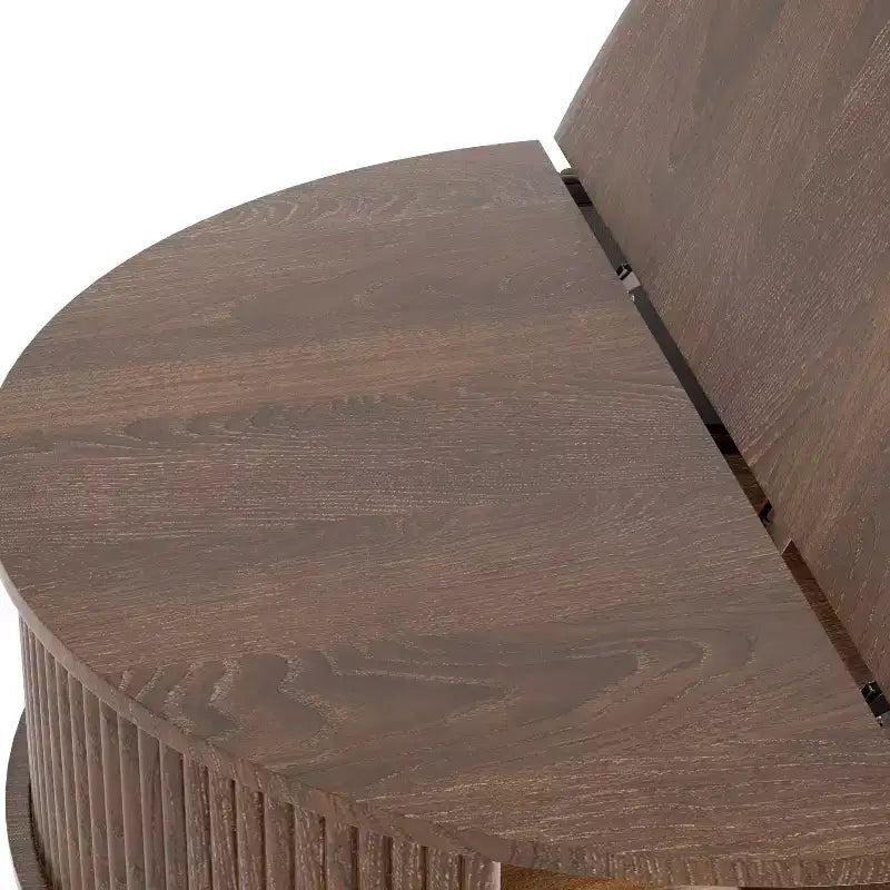 Table basse relevable ronde GDFStudio Lewis Rustic 31,5 avec rangement dissimulé