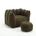 Fauteuil poire avec pouf, canapé moderne en chenille, pouf doux avec repose-pieds pour salon, chambre à coucher, appartement, dortoir.