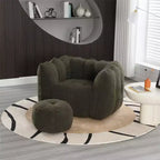 Fauteuil poire avec pouf, canapé moderne en chenille, pouf doux avec repose-pieds pour salon, chambre à coucher, appartement, dortoir.