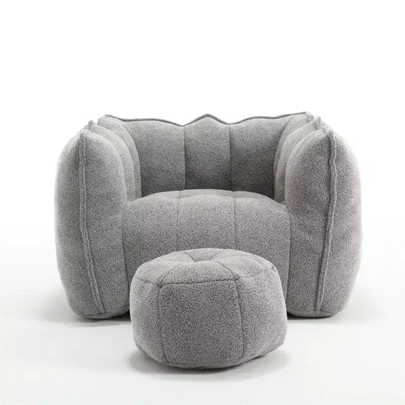 Fauteuil poire avec pouf, canapé moderne en chenille, pouf doux avec repose-pieds pour salon, chambre à coucher, appartement, dortoir.