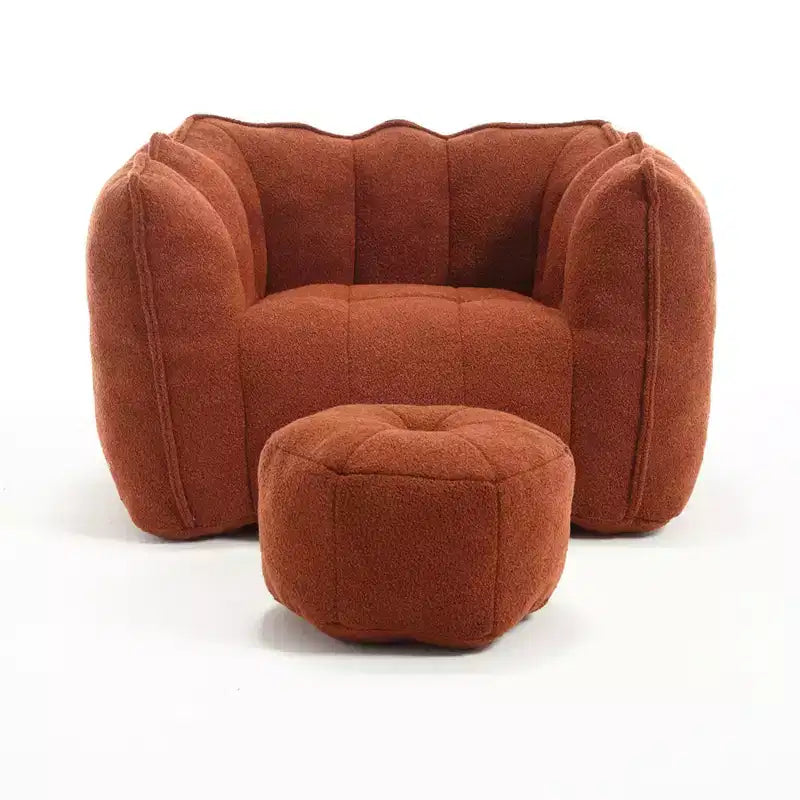 Fauteuil poire avec pouf, canapé moderne en chenille, pouf doux avec repose-pieds pour salon, chambre à coucher, appartement, dortoir.