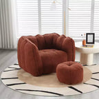 Fauteuil poire avec pouf, canapé moderne en chenille, pouf doux avec repose-pieds pour salon, chambre à coucher, appartement, dortoir.