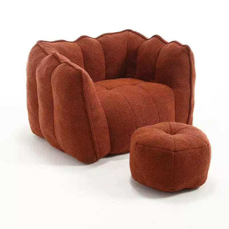 Fauteuil poire avec pouf, canapé moderne en chenille, pouf doux avec repose-pieds pour salon, chambre à coucher, appartement, dortoir.