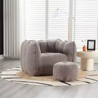 Fauteuil poire avec pouf, canapé moderne en chenille, pouf doux avec repose-pieds pour salon, chambre à coucher, appartement, dortoir.