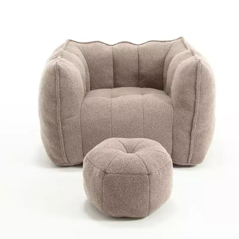 Fauteuil poire avec pouf, canapé moderne en chenille, pouf doux avec repose-pieds pour salon, chambre à coucher, appartement, dortoir.