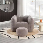 Fauteuil poire avec pouf, canapé moderne en chenille, pouf doux avec repose-pieds pour salon, chambre à coucher, appartement, dortoir.