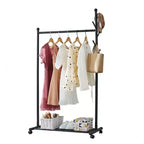 Porte-manteau métallique à roulettes, Portant à vêtements mobile à roulettes, Porte-manteau autoportant pour coin de chambre, couloir, entrée, salon