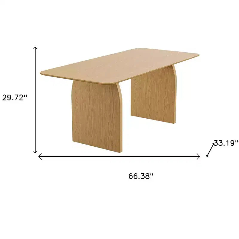 HomeRoots Table de salle à manger à double piédestal en bois massif naturel 66