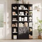 Bibliothèque de 190,5 cm de hauteur avec rangement, meuble de rangement 6 niveaux de 119,38 cm de large de style Ferme Moderne, organisateur d'étagères pour la maison