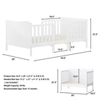 Lit convertible 2 en 1 Costway, meuble pour enfant, berceau pour tout-petit avec 2 barrières de sécurité latérales, blanc/marron