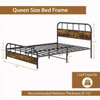 Cadre de lit queen size industriel Costway avec rangement sous le lit