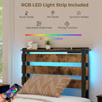 Cadre de lit double Costway avec tiroirs, lumières LED, prises et ports USB, contrôle intelligent par application