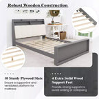 Cadre de lit double Costway avec rangement, plateforme moderne, sommier à lattes
