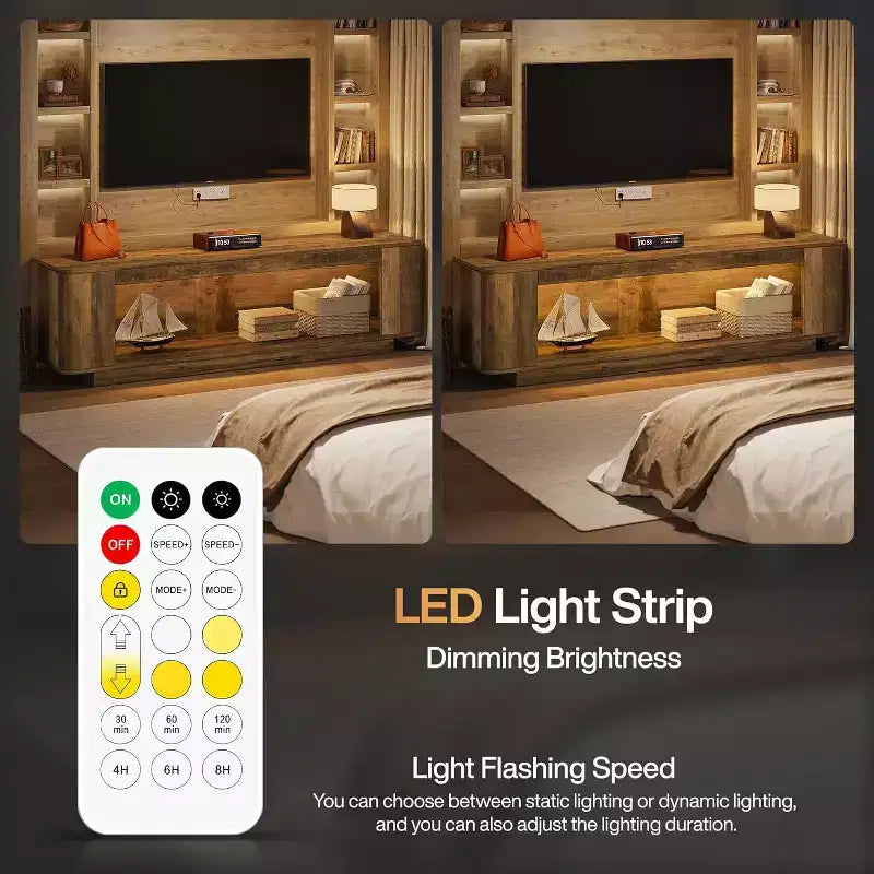 Meuble TV Lantine 70.9", console multimédia pour téléviseurs 65/70/75/80 pouces, meuble de télévision pour salon