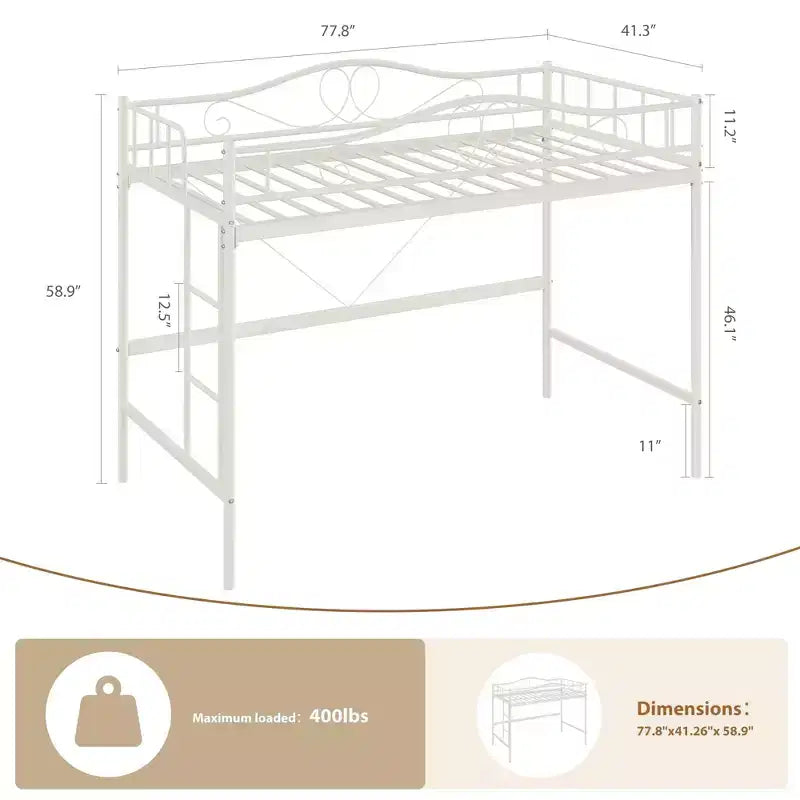 Lit superposé double en métal robuste avec échelle - Capacité de 180 kg, garde-corps de sécurité intégral, conception compacte, aucun sommier tapissier requis, assemblage facile