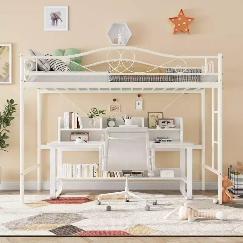 Lit superposé double en métal robuste avec échelle - Capacité de 180 kg, garde-corps de sécurité intégral, conception compacte, aucun sommier tapissier requis, assemblage facile