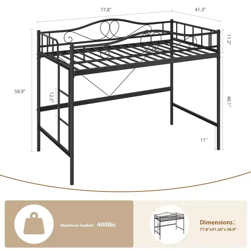 Lit superposé double en métal robuste avec échelle - Capacité de 180 kg, garde-corps de sécurité intégral, conception compacte, aucun sommier tapissier requis, assemblage facile