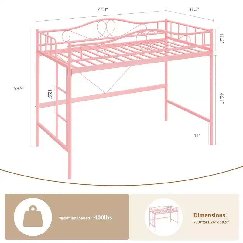 Lit superposé double en métal robuste avec échelle - Capacité de 180 kg, garde-corps de sécurité intégral, conception compacte, aucun sommier tapissier requis, assemblage facile