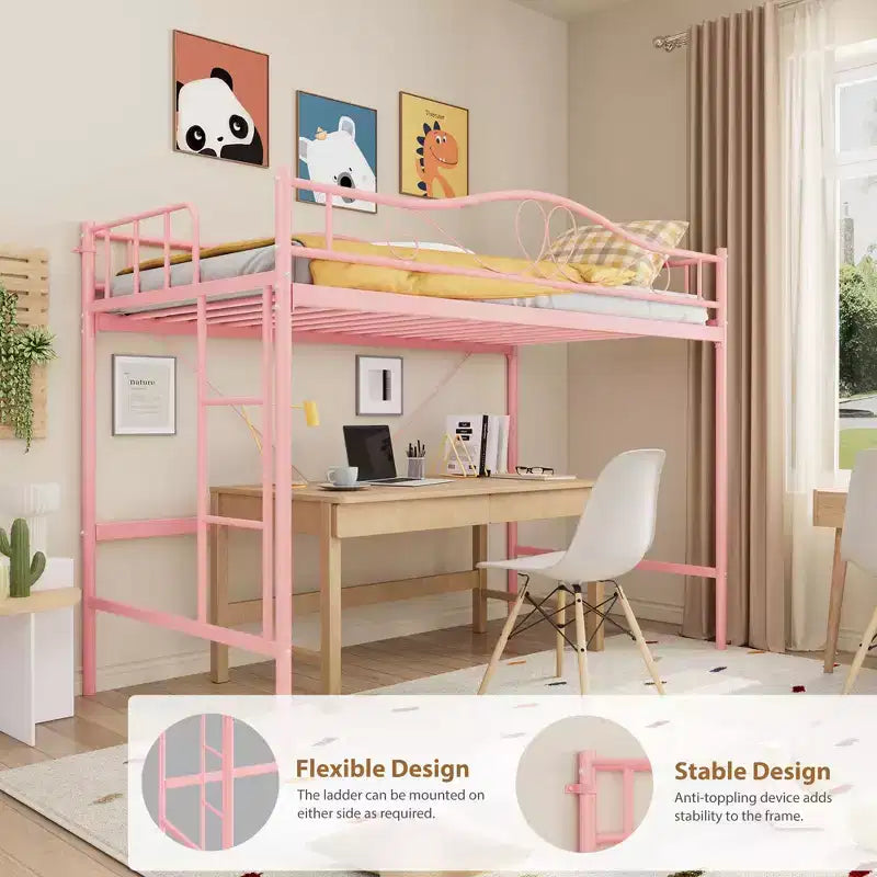 Lit superposé double en métal robuste avec échelle - Capacité de 180 kg, garde-corps de sécurité intégral, conception compacte, aucun sommier tapissier requis, assemblage facile