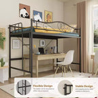 Lit superposé double en métal robuste avec échelle - Capacité de 180 kg, garde-corps de sécurité intégral, conception compacte, aucun sommier tapissier requis, assemblage facile