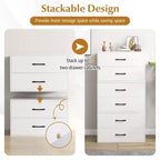 Costway Lot de 2 commodes de rangement empilables à 2 tiroirs avec dispositif anti-basculement