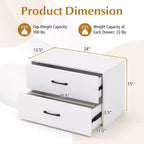 Costway Lot de 2 commodes de rangement empilables à 2 tiroirs avec dispositif anti-basculement