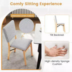 Costway Lot de 2 Chaises de Salle à Manger Pliables avec Assise Rembourrée & Dossier Inclinable Pieds en Bois d'Hévéa