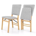 Costway Lot de 2 Chaises de Salle à Manger Pliables avec Assise Rembourrée & Dossier Inclinable Pieds en Bois d'Hévéa
