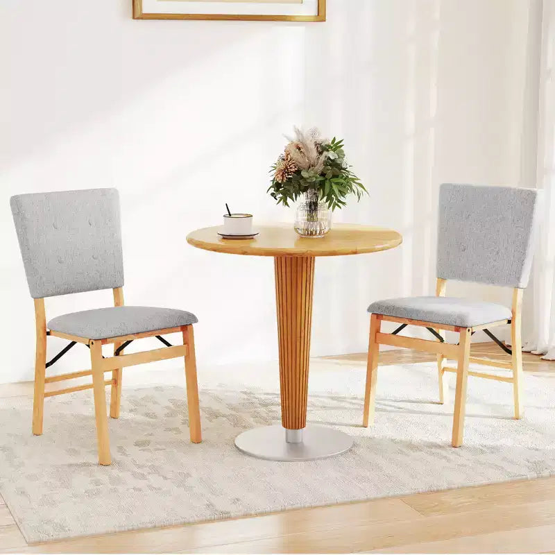 Costway Lot de 2 Chaises de Salle à Manger Pliables avec Assise Rembourrée & Dossier Inclinable Pieds en Bois d'Hévéa