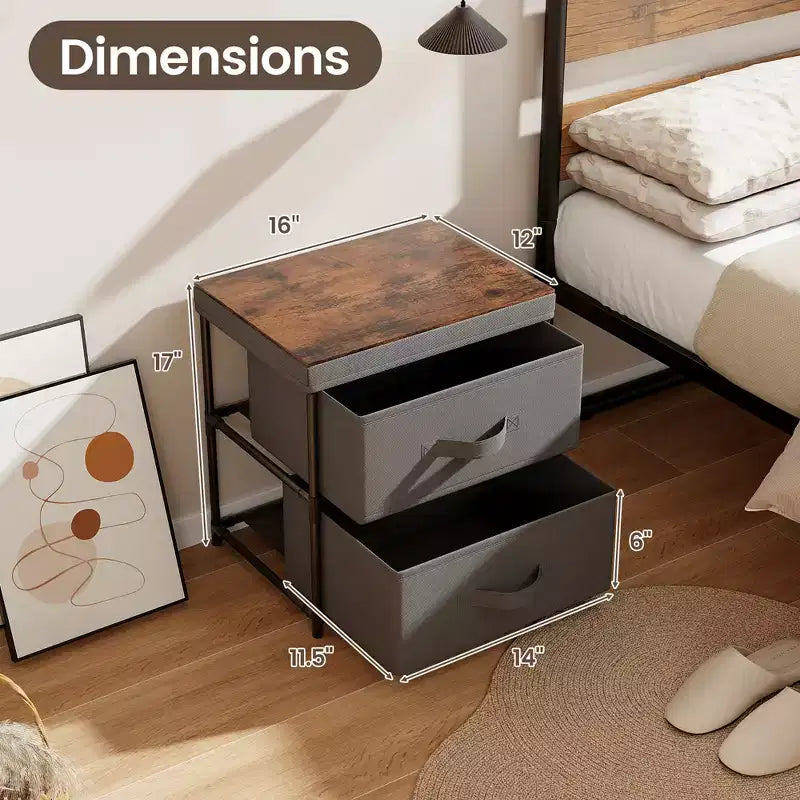 Costway Lot de 2 commodes à 2 tiroirs en tissu, organiseur de rangement, table de chevet/canapé