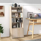 Étagère à 6 niveaux Costway avec 2 étagères réglables, porte relevable et 5 étagères ouvertes pour chambre à coucher
