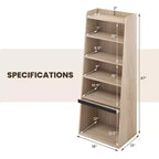 Étagère à 6 niveaux Costway avec 2 étagères réglables, porte relevable et 5 étagères ouvertes pour chambre à coucher